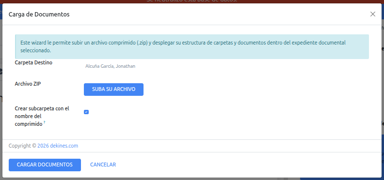 Carga de documentos ZIP