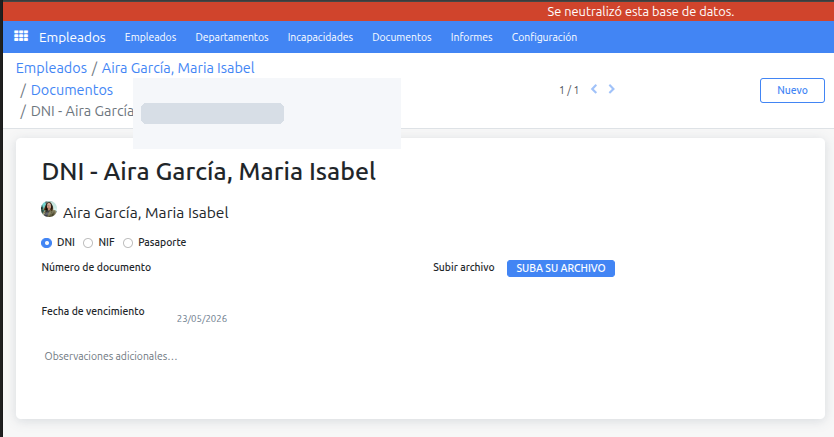 Documento legal del empleado