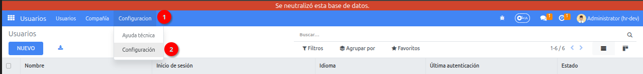 Acceso a configuración